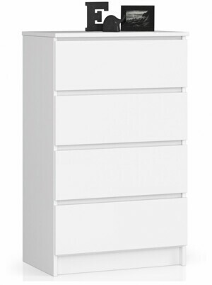 Ak furniture Komoda Kuba 60 cm - 4 šuplíky bílá