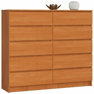 Ak furniture Komoda Kuba 140 cm 10 šuplíků olše