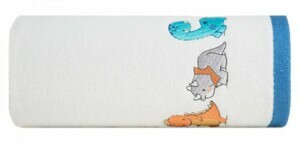 Eurofirany Dětská bavlněná osuška BABY42 Zvířátka 50x90 cm bílá