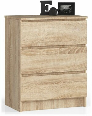 Ak furniture Komoda Kuba 60 cm - 3 zásuvky dub sonoma
