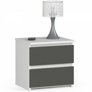 Ak furniture Noční stolek CL2 40 cm bílý/grafitově šedý