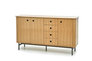 HALMAR Nízká komoda Smart KM-1 167 cm dub přírodní/černá