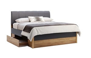 3kraft Dvoulůžková postel Ramona 180x200 s šuplíky dub Craft/matná láva