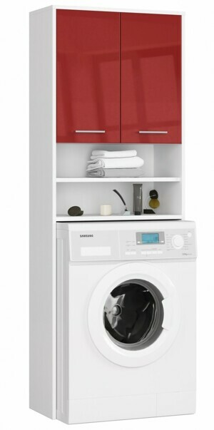 Ak furniture Koupelnová skříňka nad pračku Fin bílá/červená lesk
