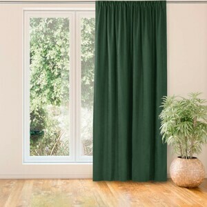 HOMEDE Závěs MILANA klasická transparentní dračí páska 5 cm s třásněmi 3 cm zelený, velikost 140x175