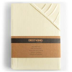 Bavlněné jersey prostěradlo s gumou DecoKing Amber krémové, velikost 100-120x200+30