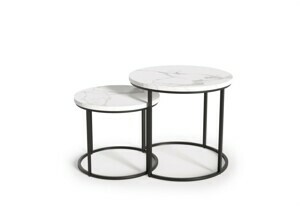 HALMAR Set odkládacích stolků OREO bílý mramor/černý