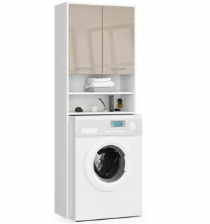 Ak furniture Koupelnová skříňka nad pračku Fin bílá/cappuccino lesk