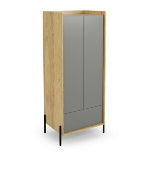 HALMAR Šatní skříň Mobius 2D hickory dub/šedá