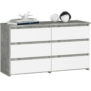Ak furniture Komoda CL 100 cm 6 zásuvek beton/bílá