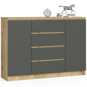 Ak furniture Komoda Tove K 140 cm dub artisan/šedý grafit