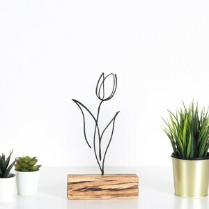 Hanah Home Kovová dekorace Tulip 30 cm černá