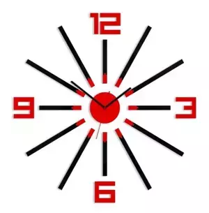 ModernClock 3D nalepovací hodiny Sheen černo-červené
