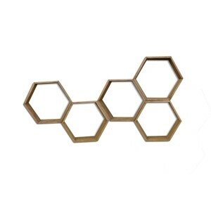 Kalune Design Sada 5 nástěnných polic HEX ořech