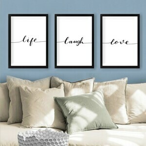Hanah Home Sada obrazů Life Laugh Love 3 ks 24x29 cm