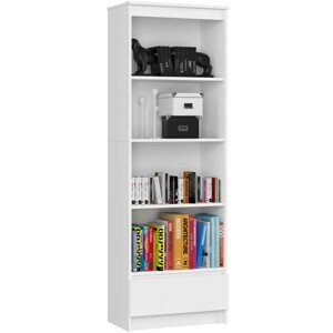 Ak furniture Kancelářský regál Rexa 60 cm 1 šuplík a 4 police bílý