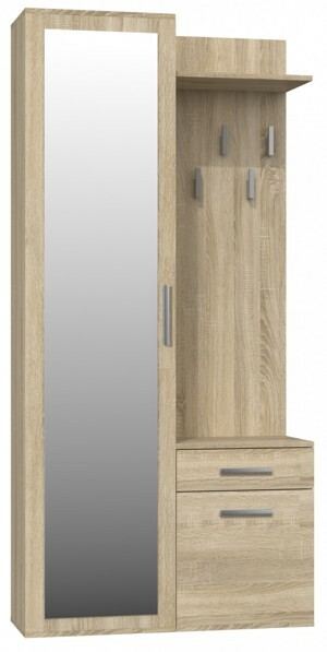 TP Living Předsíňová stěna se zrcadlem a šuplíky- DUO sonoma