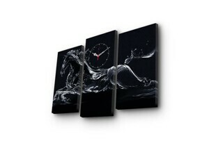 Hanah Home Obrazové nástěnné hodiny Kůň 66x45 cm černo-bílé