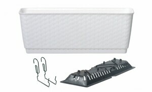 Prosperplast Truhlík s háky TEZIR bílý, varianta 38,6 cm