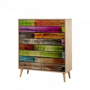 Hanah Home Komoda Kikos 95 cm hnědá/vícebarevná