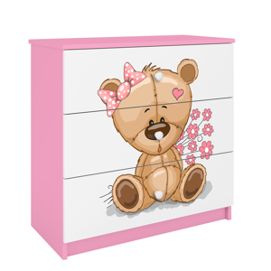 Kocot kids Komoda Babydreams 80 cm méďa s kytičkami růžová