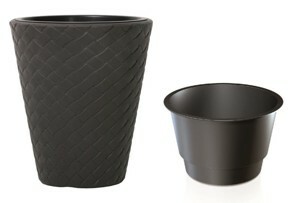 Prosperplast Květináč Little Matuba s vkladem tmavě šedý, varianta 30 cm