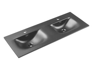 Comad Dvojité keramické zápustné umyvadlo Sky1 120 cm matné černé