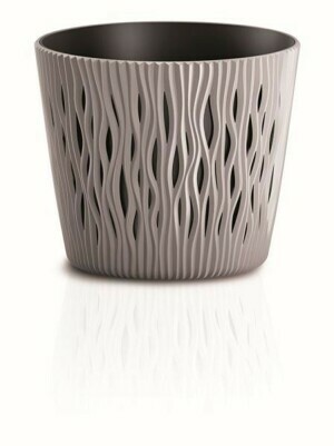 Prosperplast Květináč s vkladem Sandy Round mocca, varianta 12,8 cm