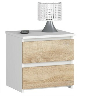 Ak furniture Noční stolek CL2 40 cm bílý/dub sonoma