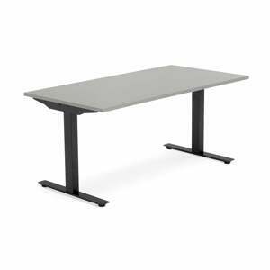 Psací stůl MODULUS, T-nohy, 1600x800 mm, černý rám, světle šedá