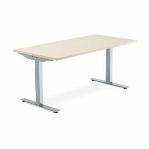 Kancelársky pracovný stôl MODULUS, T-rám, 1600x800 mm, breza/strieborná