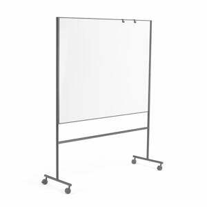 Mobilní bílá tabule EMMA, oboustranná, 1500x1200 mm, černý rám
