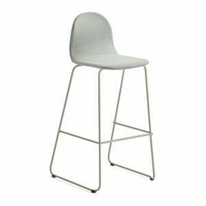Barová stolička GANDER, s klzákmi, výška sedu 790 mm, čalúnená, zelenošedá