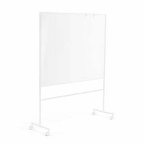 Biela magnetická tabuľa s kolieskami EMMA, obojstranná, 1500x1200 mm, biely rám