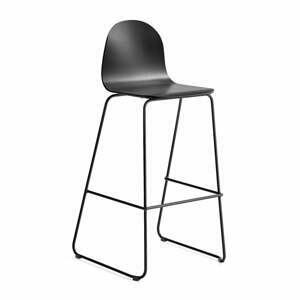 Barová stolička GANDER, s klzákmi, výška sedu 790 mm, lakovaná, čierna