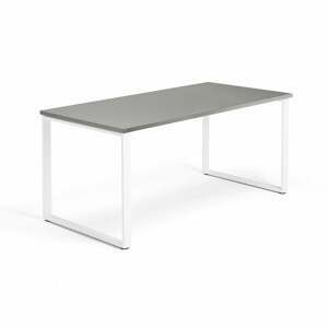 Psací stůl QBUS, O-podnož, 1600x800 mm, bílý rám, světle šedá