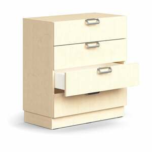 Zásuvkový kontajner QBUS, so soklom, 868x800x420 mm, breza