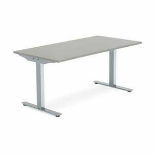 Psací stůl MODULUS, T-nohy, 1600x800 mm, stříbrný rám, světle šedá
