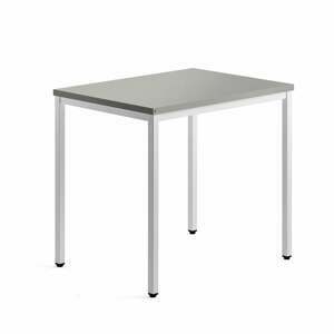 Přídavný stůl QBUS, 4 nohy, 800x600 mm, bílý rám, světle šedá
