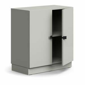 Skriňa QBUS, 1 polica, so soklom, s madlom, 868x800x420 mm, svetlošedá