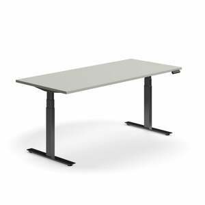 Výškově nastavitelný stůl QBUS, 1800x800 mm, černá podnož, světle šedá