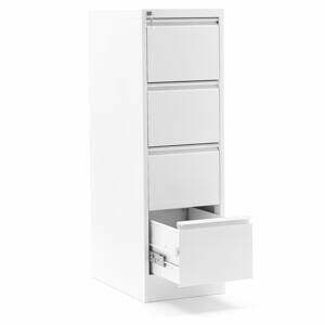 Kovová kartotéka INCLUDE, 4 zásuvky A4, 1320x415x630 mm, bílá