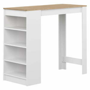 Bílý barový stůl s deskou v dekoru dubu 115x50 cm Aravis - TemaHome