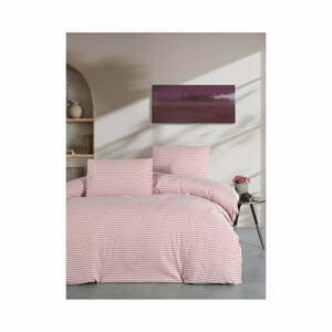 Růžové 4dílné prodloužené povlečení na dvoulůžko s prostěradlem 200x220 cm – Mila Home