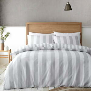 Prodloužené bílo-šedé povlečení na dvoulůžko 230x220 cm Cove Stripe – Catherine Lansfield
