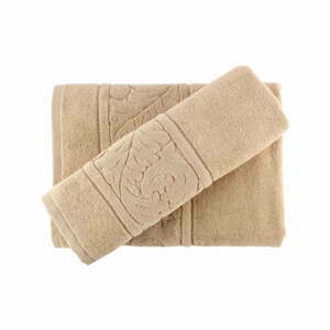 Set béžového bavlněného ručníku a osušky Foutastic Beige
