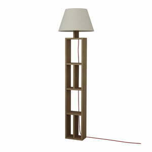 Dřevěná stojací lampa s bílým textilním stínidlem Homitis Giorno