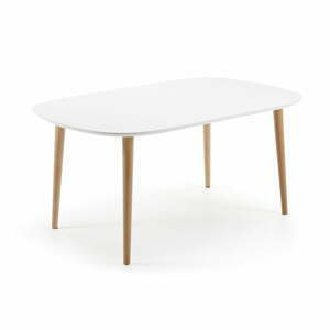 Bílý rozkládací jídelní stůl s bílou deskou 100x160 cm Oqui – Kave Home