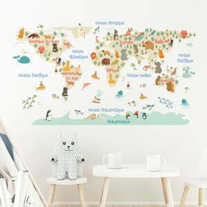 Dětská mapa 130x130 cm Pastel World Map – Ambiance
