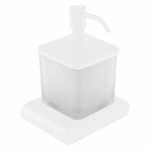 Bílý nástěnný skleněný dávkovač mýdla 300 ml Flori – Sapho